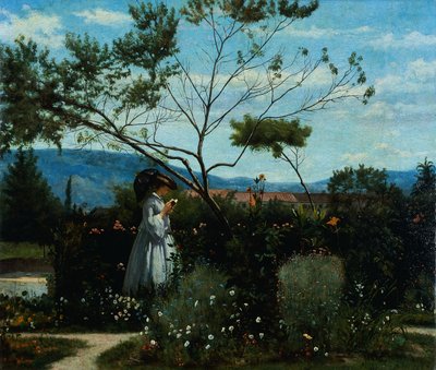 Entre as flores do jardim, de Silvestro Lega (1826-1895). de Silvestro Lega