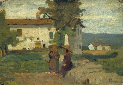 Agricultores ao sol, c.1863 (óleo sobre tela sobre cartão) de Silvestro Lega