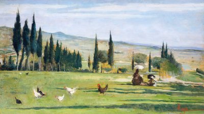Gabbro Landscape, de Silvestro Lega (1826-1895), óleo sobre tela, 34,5x61 cm. de Silvestro Lega