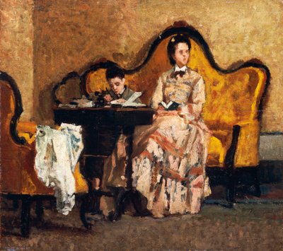 Trabalho de casa, por Silvestro Lega (1826-1895) de Silvestro Lega