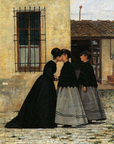 A Visita, de Silvestro Lega, detalhe de Silvestro Lega
