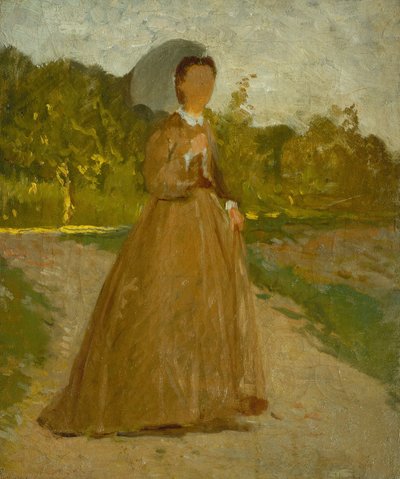 Mulher no jardim, c.1864 (óleo sobre tela) de Silvestro Lega