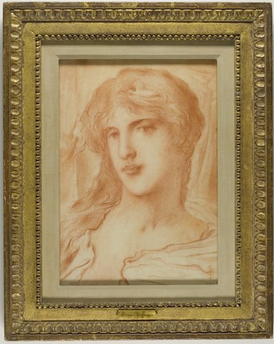 Cabeça, c.1880 (giz vermelho sobre papel de seda lustroso) de Simeon Solomon