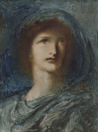 Cabeça de uma jovem garota (wc, caneta e tinta no papel) de Simeon Solomon