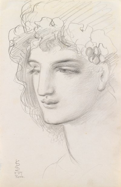 Estudo de uma cabeça de guirlanda, 1867 de Simeon Solomon