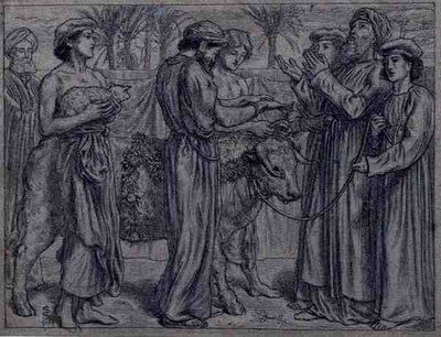 A Primeira Oferta de Aaron (caneta e tinta) de Simeon Solomon