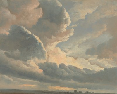 Estudo de nuvens com um pôr do sol perto de Roma de Simon Alexandre Clément Denis