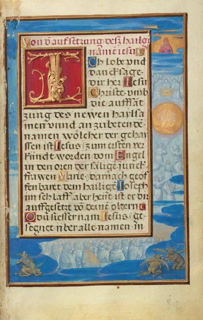Rand mit der Anbetung des Namens Jesu de Simon Bening