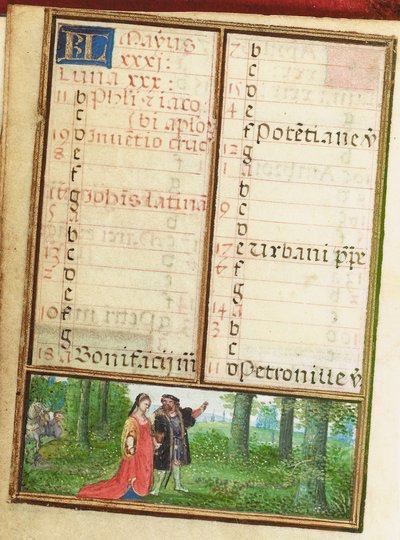 Fólio de um Livro de Horas em miniatura, uso de Roma, Bruges de Simon Bening
