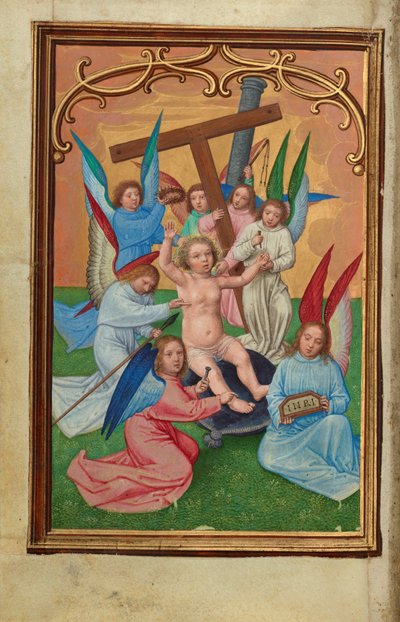 Das Christkind umgeben von den Werkzeugen der Passion de Simon Bening