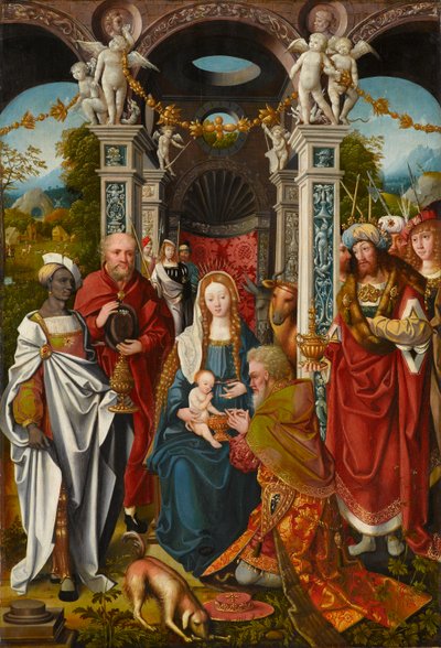 A Adoração dos Reis Magos, segundo quartel do século XVI (óleo (com têmpera?) sobre painel) de Simon Claesz van Waterlant