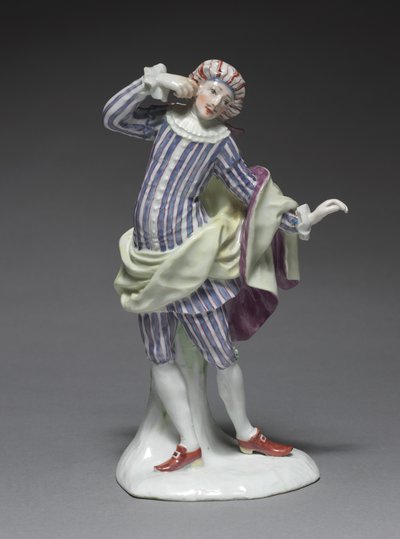 Figura da Comédia Italiana: Mezetina, c.1753 (porcelana com decoração esmaltada) de Simon Feilner