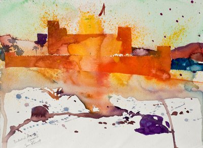 Birkat al Marez, Omã II, 2004 (aguarela) de Simon Fletcher