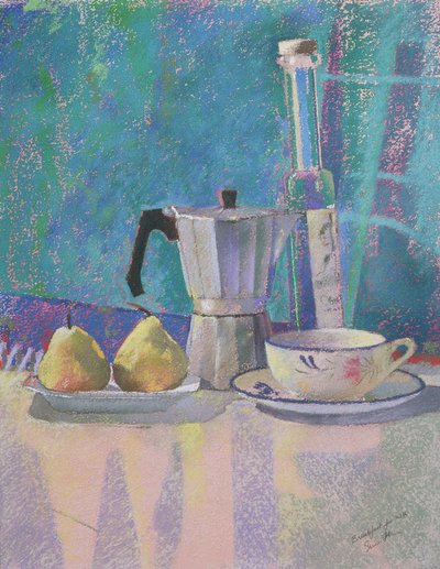 Pequeno-almoço para WK (pastel sobre papel) de Simon Fletcher