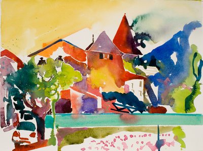 Carro, risca verde, 2017 (aguarela sobre papel) de Simon Fletcher