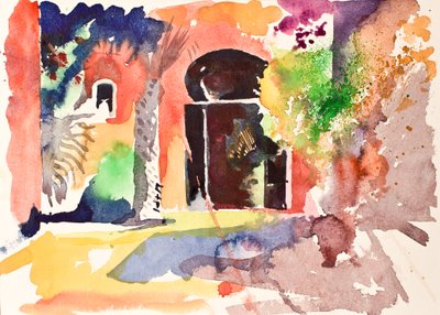 Tribunal e porta, 2016 (aguarela) de Simon Fletcher