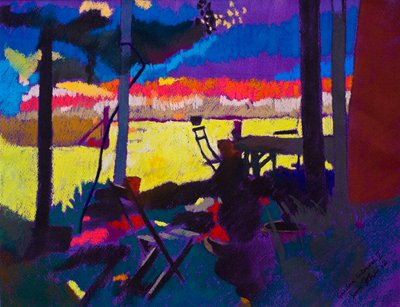 Jardim Intervalo 1 (pastel sobre papel) de Simon Fletcher