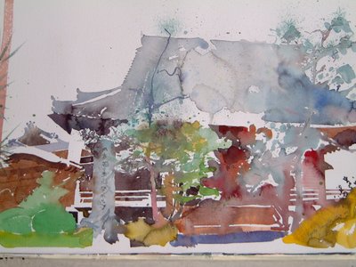 Templo de Quioto (aguarela sobre papel) de Simon Fletcher