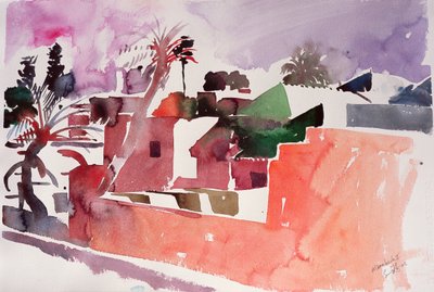 Marraquexe 1 (aguarela sobre papel) de Simon Fletcher