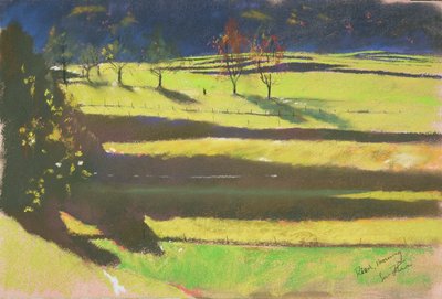 Manhã nos pântanos (pastel sobre papel) de Simon Fletcher