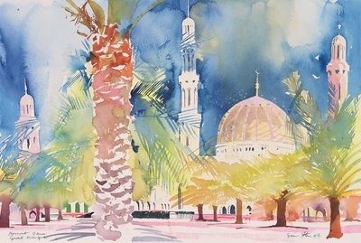 Mascate, Grande Mesquita, 2004 (aguarela sobre papel) de Simon Fletcher