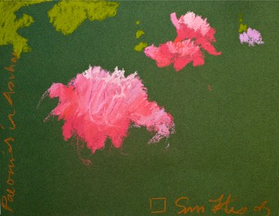 Peónias em Aschau (pastel sobre papel) de Simon Fletcher