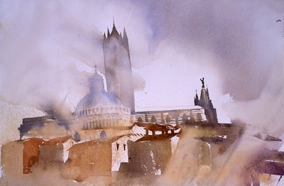 Catedral de Siena (aguarela sobre papel) de Simon Fletcher