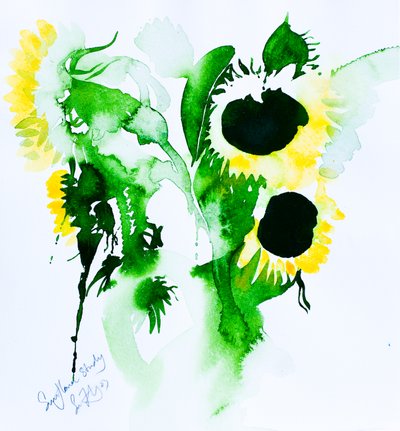 Estudo de girassol, 2005 (aguarela) de Simon Fletcher