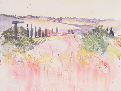 Toscana a sul de Montalcino, 2002 (aguarela) de Simon Fletcher