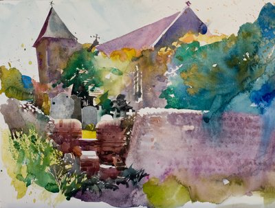 Igreja de Wittering, 2000 (aguarela) de Simon Fletcher
