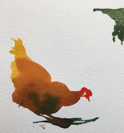 bicadas de galinha, 2020 (trabalho em papel) de Simon Fletcher