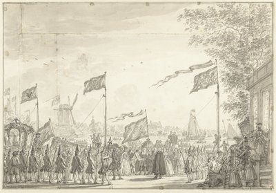 Adeus a William V e esposa no Buitenamstel, 1768 de Simon Fokke