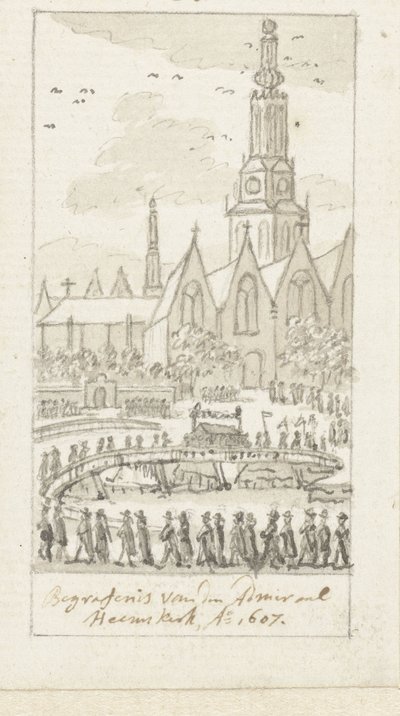 Enterro de Jacob van Heemskerck no Oude Kerk em Amsterdã, 1607 de Simon Fokke
