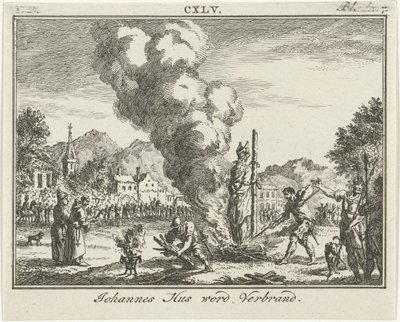 Queima de Jan Hus na fogueira, meados do século XVIII de Simon Fokke