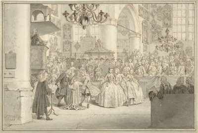 Baptismo do Príncipe Guilherme V, 1748 de Simon Fokke