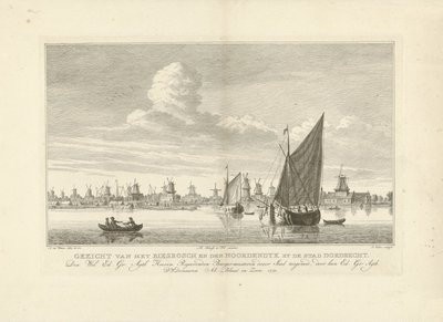 Vista do Biesbosch e do Noordendijk perto de Dordrecht Vista do Biesbosch e den Noordendyk pela cidade de Dordrecht (título no objeto) de Simon Fokke