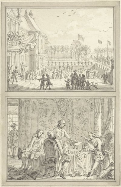 Palácio Honselaarsdijk muda de proprietário / Venda dos senhorios prussianos para Anna van Hannover, 1754 de Simon Fokke