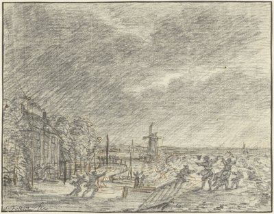 Forte tempestade e inundação em Halfweg, 15 de novembro de 1775 de Simon Fokke