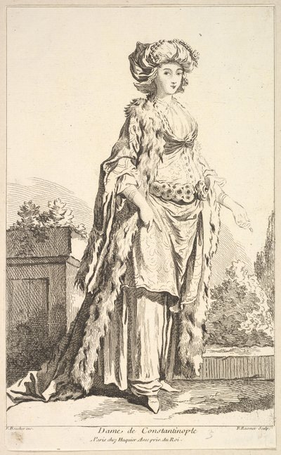 Senhora de Constantinopla, da coleção de várias figuras estrangeiras. Inventado por ..., século XVIII. de Simon Francois Ravenet