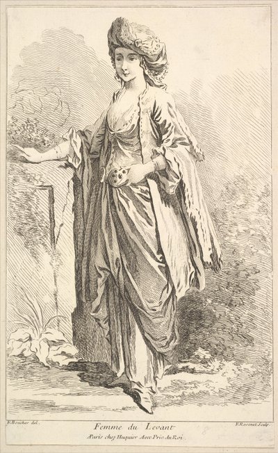 Mulher do Levante, da Colecção de várias figuras estrangeiras Inventado por F. Bouc..., séc. XVIII. de Simon Francois Ravenet