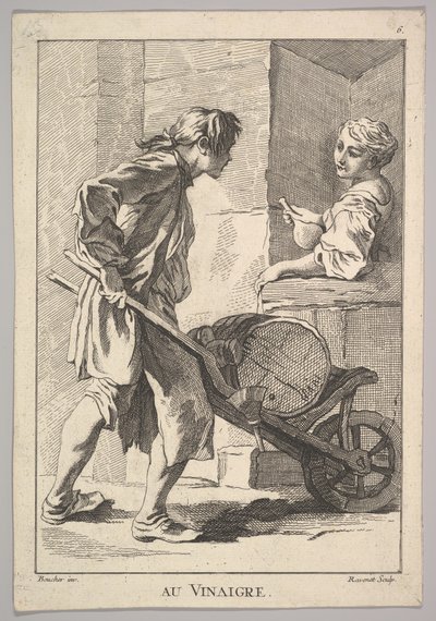 Cópia reversa do Vinagre Au Vinaigre, de Le Cris de Paris Os Gritos de Paris ..., século XVIII. de Simon Francois Ravenet