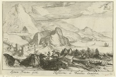 Paisagem de montanha com edifícios
Paisagens de montanha (título da série) de Simon Frisius