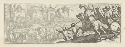 Cavaleiro ataca uma muralha da cidade
Cavalaria (título da série)
Faecvnda qvam sit acris ingeni viris dilecta Phaebo et gratys Florentia, sit indicant pvgnae, enthea vi pectoris quas Mercuri sculpsit cliens tempestiv (título da série) de Simon Frisius