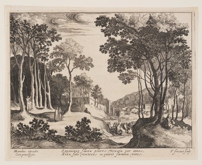 Cristo curando a mulher ensanguentada, de Paisagens com cenas da vida de Cristo de Simon Frisius