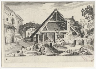 Cena da aldeia com a Sagrada Família
Paisagens do Sul da Europa (título da série)
Topographia variarum regionum (título da série) de Simon Frisius