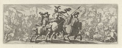 Drie cavaleristen bijeen veldslag com olifanten Cavalaria (título da série) Faecvnda o que é a amada de Phaebus e a grata Florentia a homens de gênio aguçado, bastante são mostrados pelos pvgnas, enthea pela força dos seios que Mercúrio esculpiu o cliente  de Simon Frisius