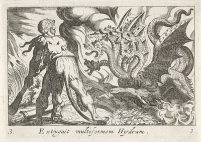 Hércules em batalha com a hidra de Lerna
Extinguir Hydram multiforme (título sobre o objecto)
Temas hercúleos (título da série) de Simon Frisius