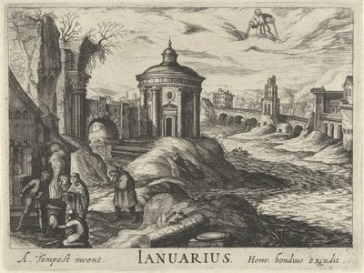 Janeiro Ianuarius (título no objeto) Doze meses (título da série) de Simon Frisius