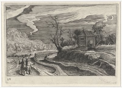 Paisagem à noite Paisagens do sul da Europa (título da série) Topographia variaum regionum (título da série) de Simon Frisius