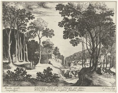 Paisagem com Cristo e a cura da mulher a sangrar
Paisagens com cenas da vida de Cristo (título da série) de Simon Frisius